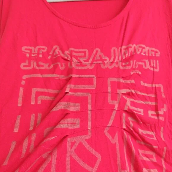 VINTAGE Y2K HARAJUKU LOVERS Red Stretch Logo Ruched Tunic Dress  - Size L - Picture 5 of 14